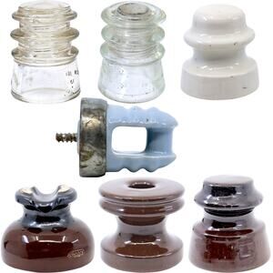 Railroad Insulators Vintage Ceramic & Glass [Lot of 7]